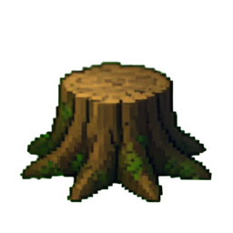 Tige d'arbre recouverte de mousse — sprite pixel art 256×256