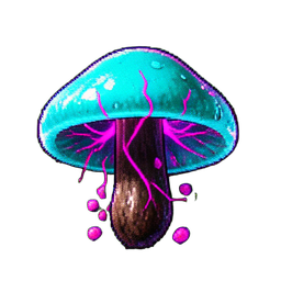 Mushroom Blue (Cyberpunk) — sprite pixel art 256×256