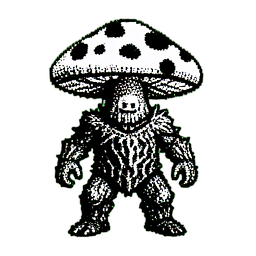 Caballero Champiñón (1-bit) — sprite pixel art 256×256