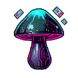 Cavaleiro Cogumelo (Cyberpunk) — sprite pixel art 256×256