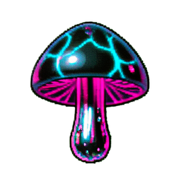 Hongo rojo (Cyberpunk) — sprite pixel art 256×256