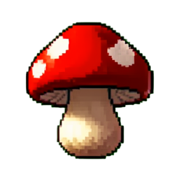 Roter Pilz — 256×256 Pixel-Art-Sprite