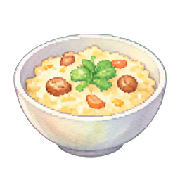 キノコのリゾットボウル — 256×256 ピクセルアートスプライト