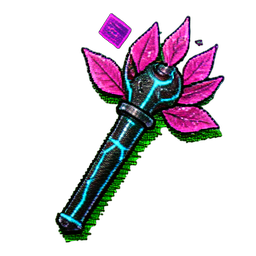 Nature Staff (Cyberpunk) - 256x256 pixel art sprite