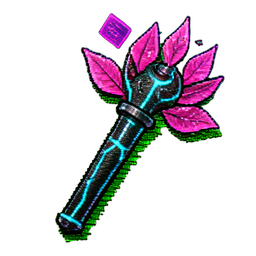 Báculo Natural (Cyberpunk) — sprite pixel art 256×256