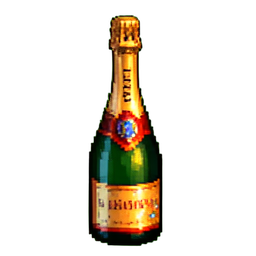 Garrafa de Champanhã de Ano Novo — sprite pixel art 256×256