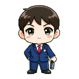 Presentador de Noticias — sprite pixel art 256×256