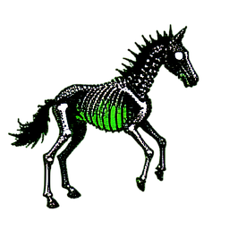 Cavalo de pesadelo (1-bit) — sprite pixel art 256×256