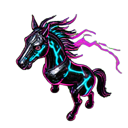 Cheval de cauchemar (Cyberpunk) — sprite pixel art 256×256