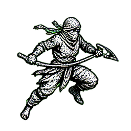 Ninja Girl (1-Bit) - 256x256 pixel art sprite