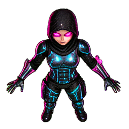Ninja-Mädchen (Cyberpunk) — 256×256 Pixel-Art-Sprite