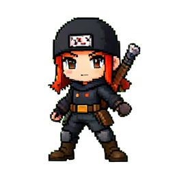 Ninja Girl - 256x256 pixel art sprite