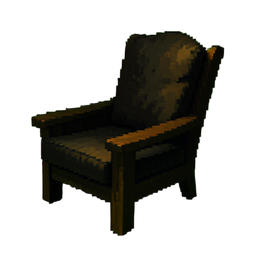 Cadeira de estar de carvalho — sprite pixel art 256×256