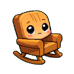 オークのロッキングチェア — 256×256 ピクセルアートスプライト