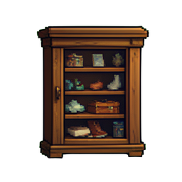 Eichenschuhregal — 256×256 Pixel-Art-Sprite