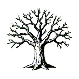Eiche (1-Bit) — 256×256 Pixel-Art-Sprite