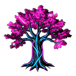 Arbre de chêne (Cyberpunk) — sprite pixel art 256×256