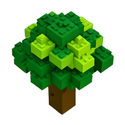 Oak Tree (Voxel) - 256x256 pixel art sprite