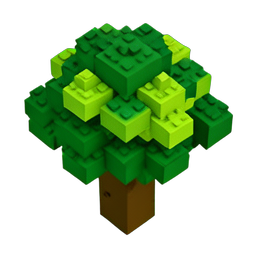 Arbre de chêne (Voxel) — sprite pixel art 256×256