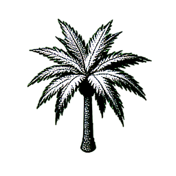 Oasis Palm (1-Bit) - 256x256 pixel art sprite