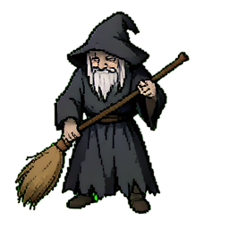 Sorcière vieille penchée — sprite pixel art 256×256