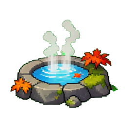 Piscina de aguas termales al aire libre vapor — sprite pixel art 256×256