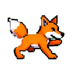 Coureur Renard Orange — sprite pixel art 256×256