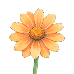 Zinnia Orange — sprite pixel art 256×256