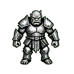 Orc Berserker (1-Bit) - 256x256 pixel art sprite