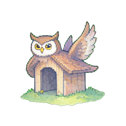 부엉이 헛간 — 256×256 픽셀 아트 스프라이트