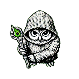 Eule Sage (1-Bit) — 256×256 Pixel-Art-Sprite