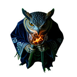 Owl Sage (Cinematic) - 256x256 pixel art sprite