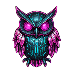 Eule Sage (Cyberpunk) — 256×256 Pixel-Art-Sprite