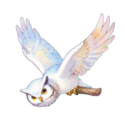 Hibou enneigé — sprite pixel art 256×256