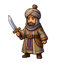 Palace Guard Curved Saber — 256×256 pixel art sprite