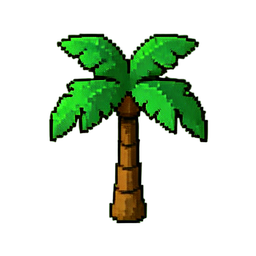ヤシの木 (16bit) — 256×256 ピクセルアートスプライト