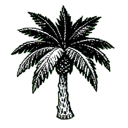 ヤシの木 (1bit) — 256×256 ピクセルアートスプライト