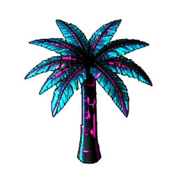 Palm Tree (Cyberpunk) - 256x256 pixel art sprite