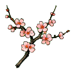 Pfirsich-Ast — 256×256 Pixel-Art-Sprite