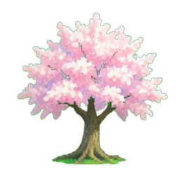 Arbre de flor de pêche — sprite pixel art 256×256