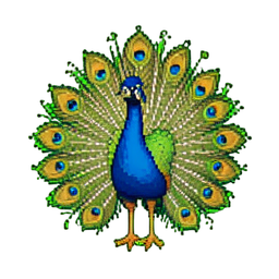 Peacock — 256×256 pixel art sprite