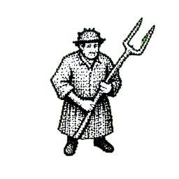 Peasant Farmer (1-Bit) - 256x256 pixel art sprite