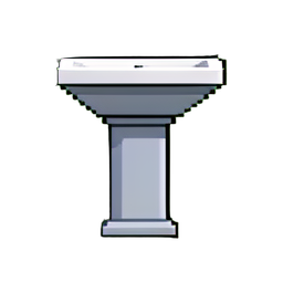 Fregadero de pedestal — sprite pixel art 256×256
