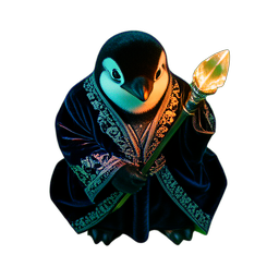 Penguin Wizard (Cinematic) — 256×256 pixel art sprite