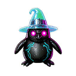 Penguin Wizard (Cyberpunk) - 256x256 pixel art sprite