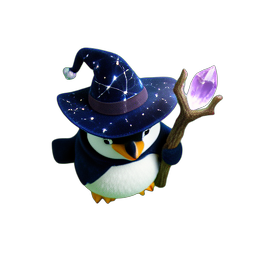 Penguin Wizard (HD-2D) - 256x256 pixel art sprite