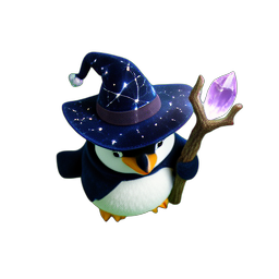 Penguin Wizard (HD-2D) — 256×256 pixel art sprite