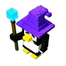Penguin Wizard (Voxel) — 256×256 pixel art sprite