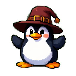 Penguin Wizard — 256×256 pixel art sprite