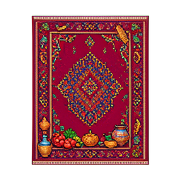 Tapis persan motif cramoisi — sprite pixel art 256×256